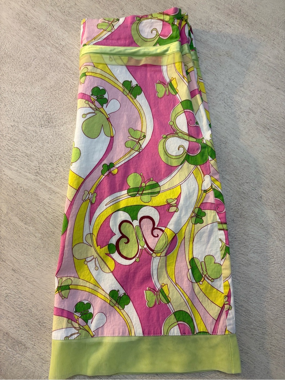 Persaman New York Pink Green Yellow Swirl Print Maxi Skirt